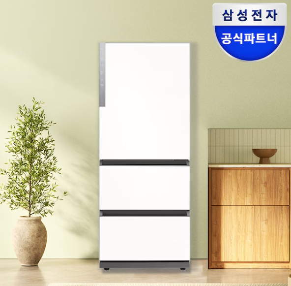 삼성전자 비스포크 김치냉장고 RQ33DG71J2EW 3도어 김치플러스 스탠드 에센셜화이트